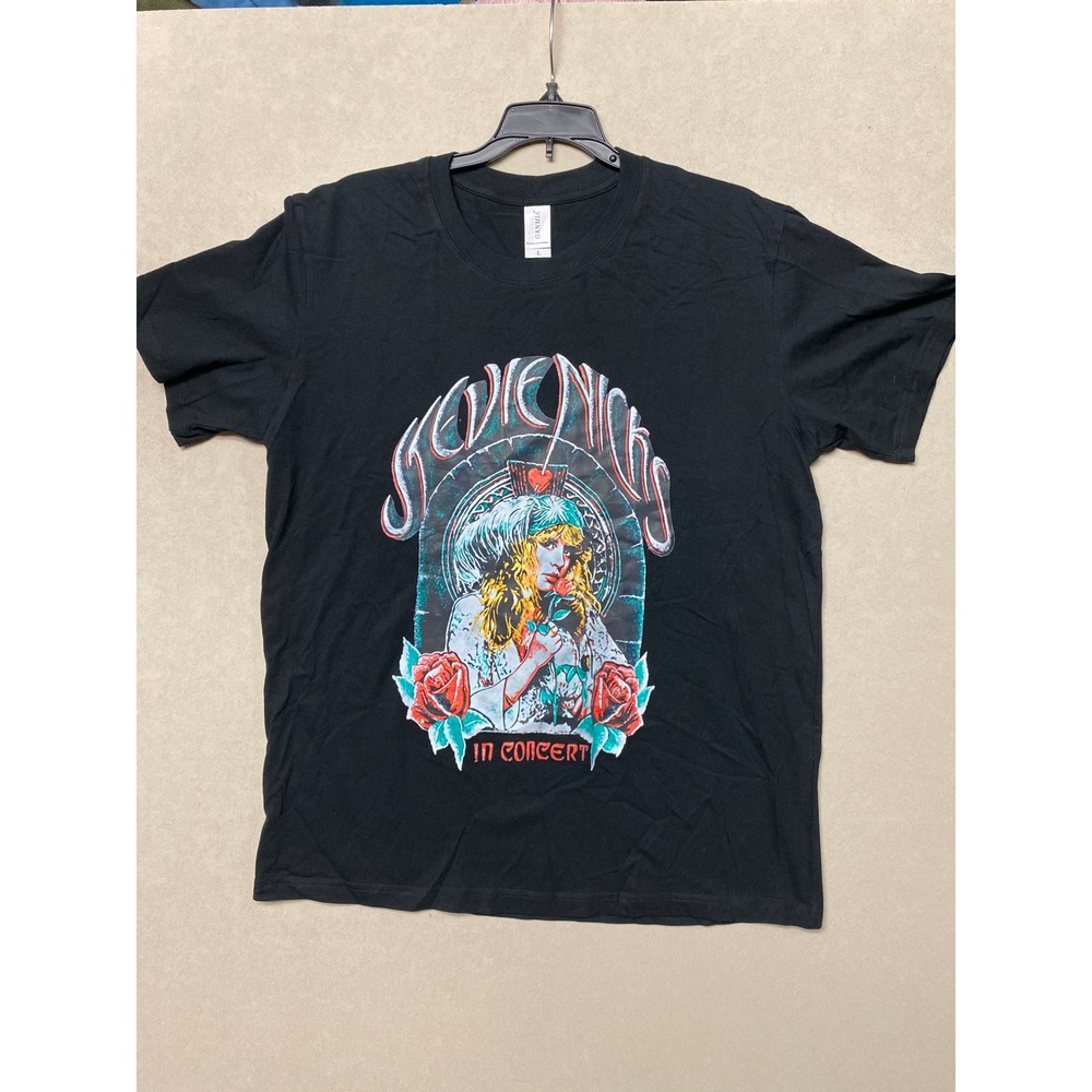 GANMIA Stevie Nicks In Concert Graphic Tee Black Cotton Short Sleeve Shirt L